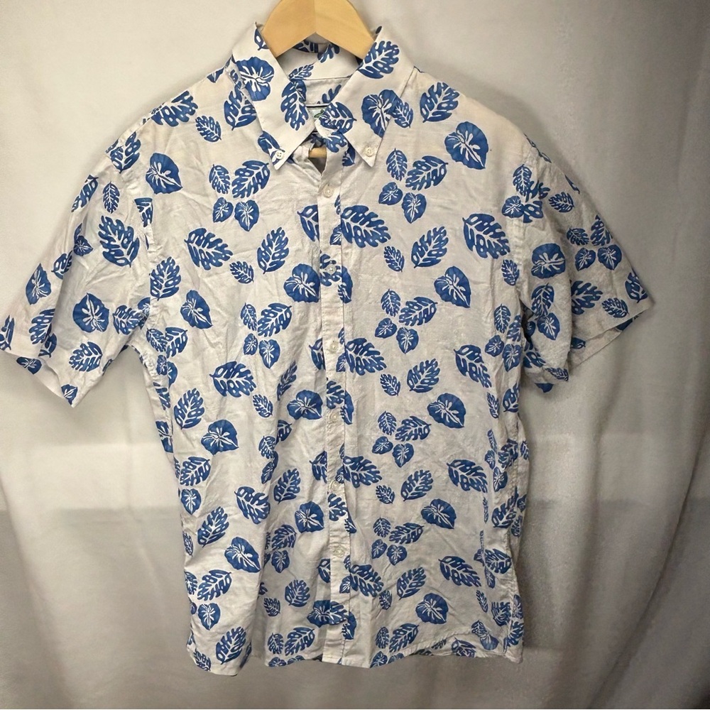 Properly Tied Classic Button Dress Shirt Floral Blue & White Mens‎ Medium